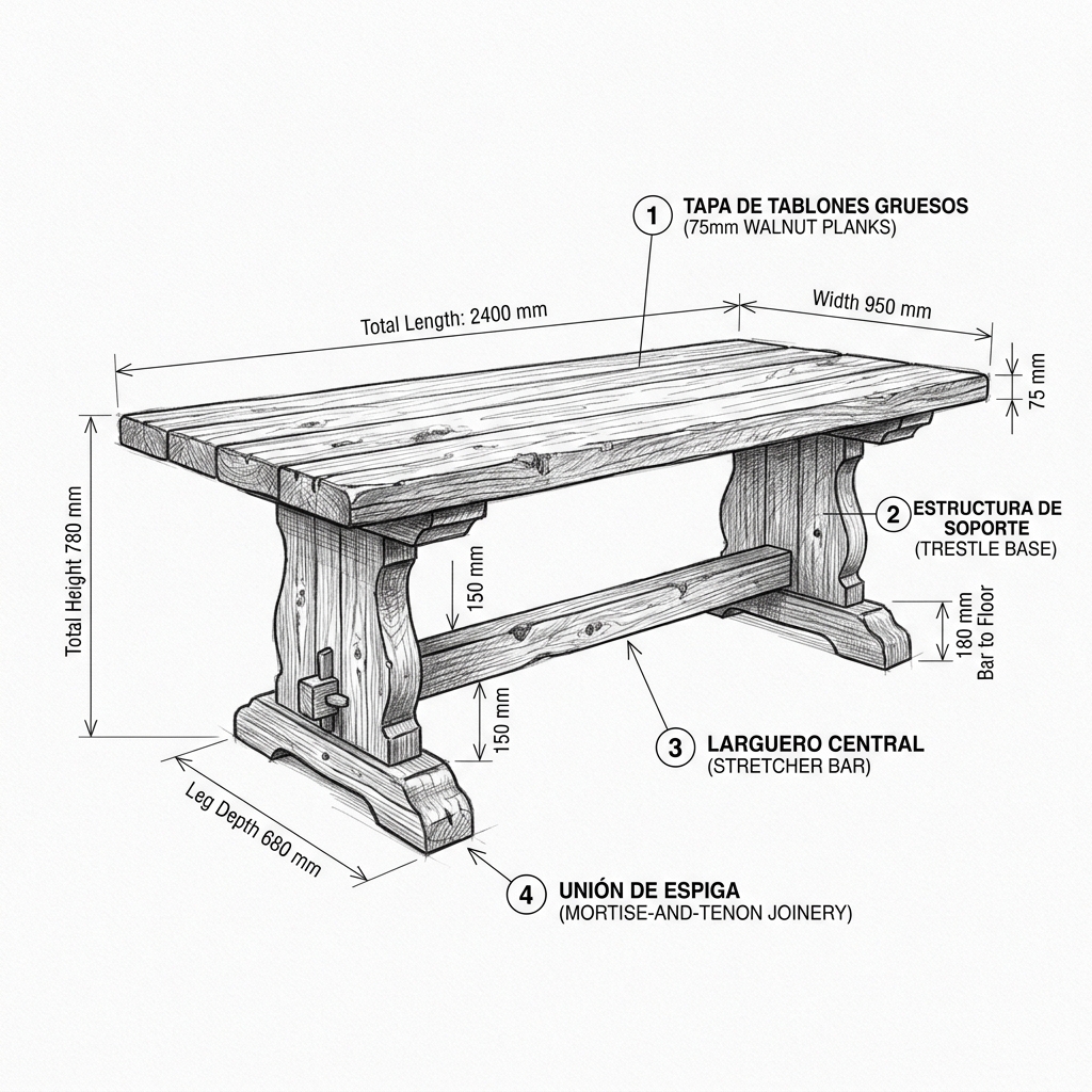 Boceto de mesa artesanal