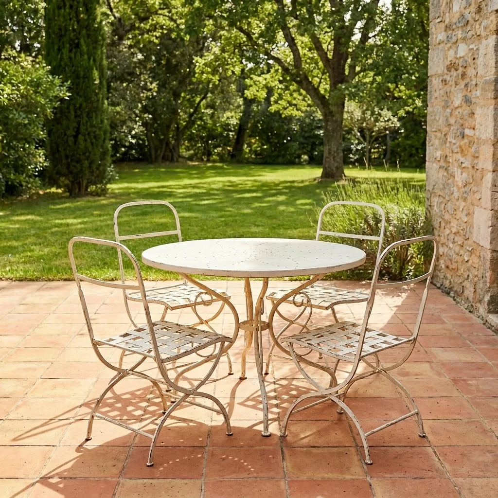 Mesa de exterior en forja y cristal — foto 1